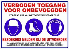 XL Sticker Verboden toegang voor onbevoegden (19.5x28.5cm)